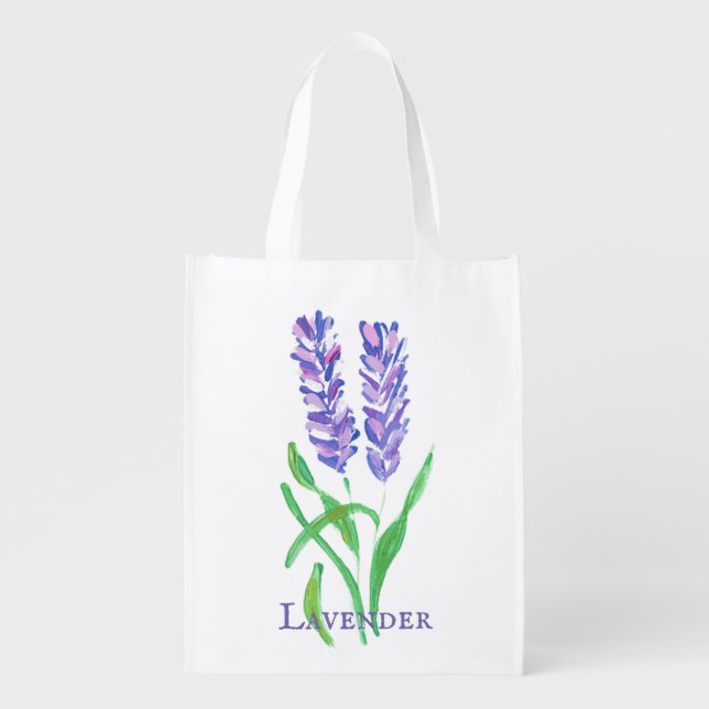 Lavender Design Grocery Bag  (Front)