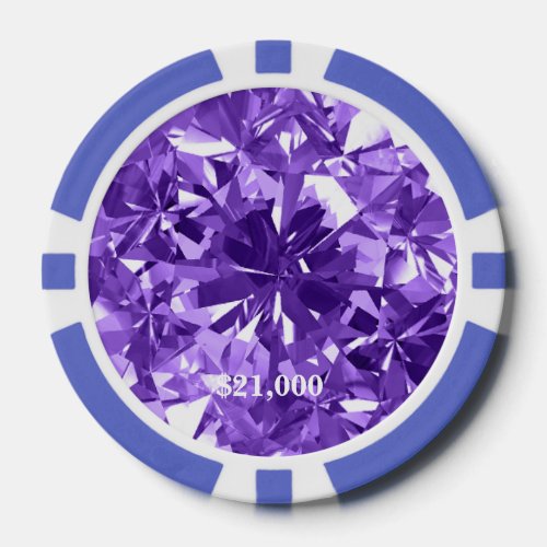 Lavender Diamond Gem Stone Poker Chip Stripe Edge