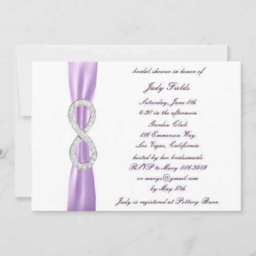 Lavender Diamond Infinity Bridal Shower Invitation