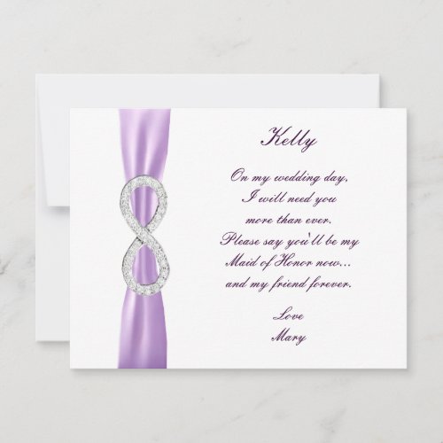 Lavender Diamond Infinity Maid Of Honor Card