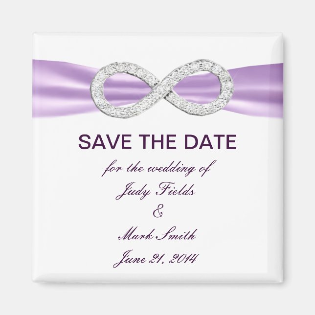 Lavender Diamond Infinity Save The Date Magnet (Front)