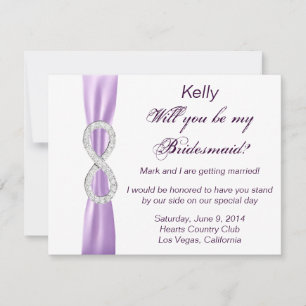 Lavender Diamond Infinity Wedding Bridesmaid Card