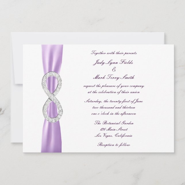 Lavender Diamond Infinity Wedding Invitation (Front)