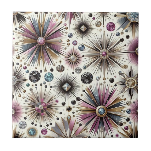 Lavender Diamond Mid Century Modern  Ceramic Tile (Front)