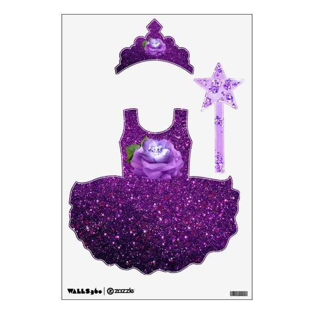 Lavender Diamond Rose Purple Faux Glitter Bling Wall Decal (Front)