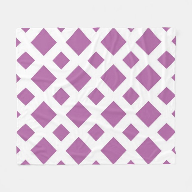 Lavender Diamonds on White Fleece Blanket (Front (Horizontal))