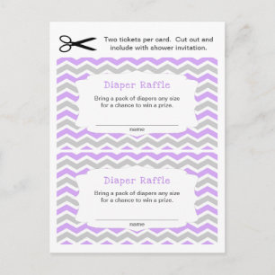 Lavender Diaper Raffle tickets, small quantity Invitation Postcard