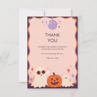 Lavender Disco Ghost Spooktacular Halloween Party Thank You Card