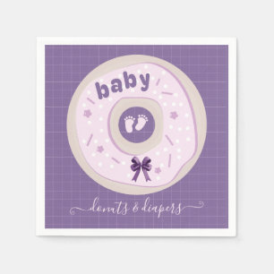Lavender Donuts and Diapers Sprinkle Baby Shower Napkins