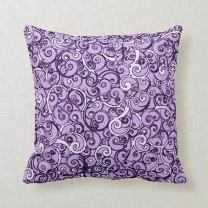 Lavender Doodles Pattern Throw Pillow