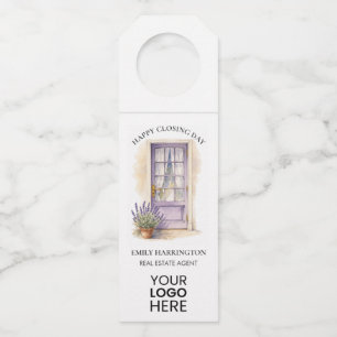 Lavender Door Watercolor Closing Real Estate Agent Bottle Hanger Tag