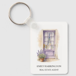 Lavender Door Watercolor Logo Real Estate Agent Keychain