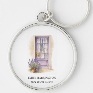 Lavender Door Watercolor Logo Real Estate Agent Keychain