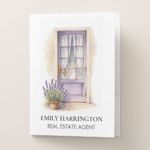 Lavender Door Watercolor Real Estate Agent Pocket Folder