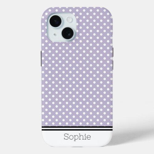 Lavender Dots Custom Samsung iPhone 15 Case