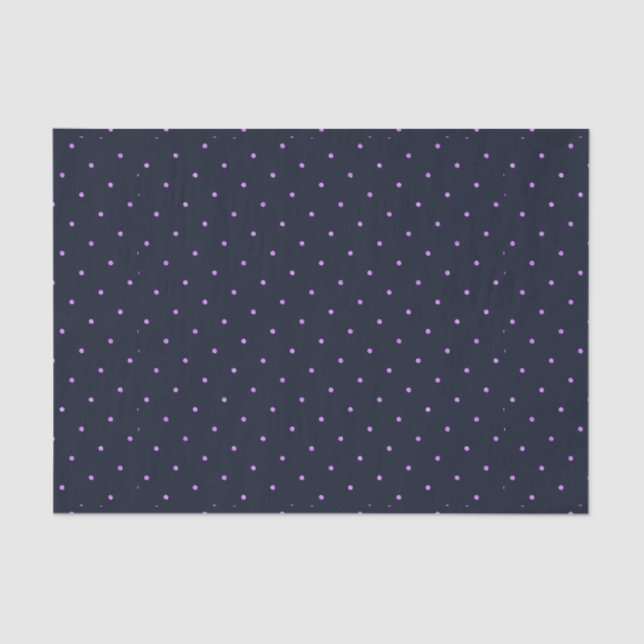 Lavender Dots Pattern On Dark Blue Tissue Paper (Front)