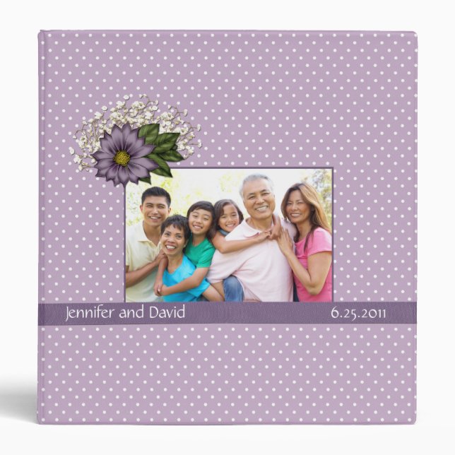Lavender Dotted Swiss Wedding Album Binder (Front)