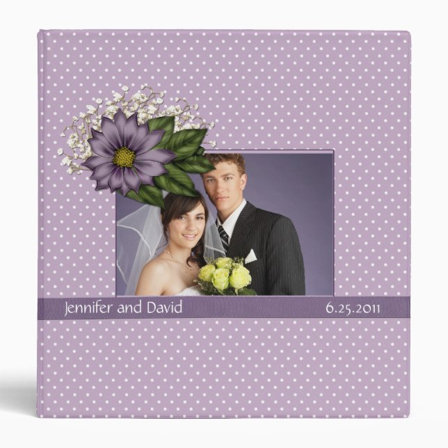 Lavender Dotted Swiss Wedding Album Binder (Front)