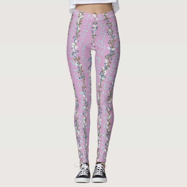 Lavender Dragonfly & Dots Leggings (Front)