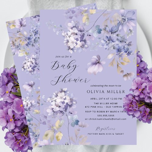 Lavender Dreams Baby Shower Invitations