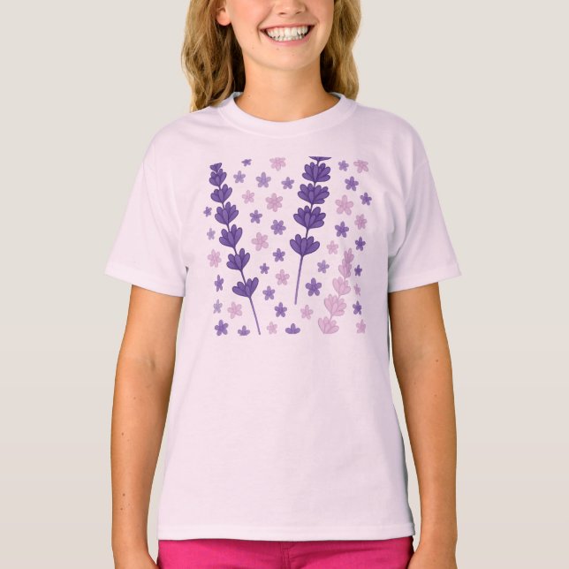 Lavender Dreams – Elegant Purple & Pink Floral Pat T-Shirt (Front)