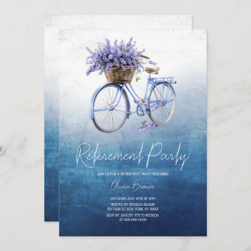 Lavender Dreams Floral Bicycle Retirement Party Invitation