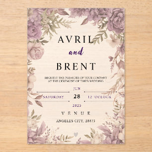 Lavender Dreams Floral Wedding Acrylic Invitation