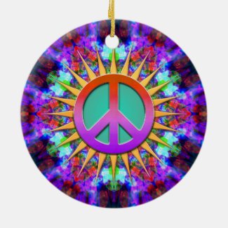 Lavender Dreams Groovy Peace Sign Ornament