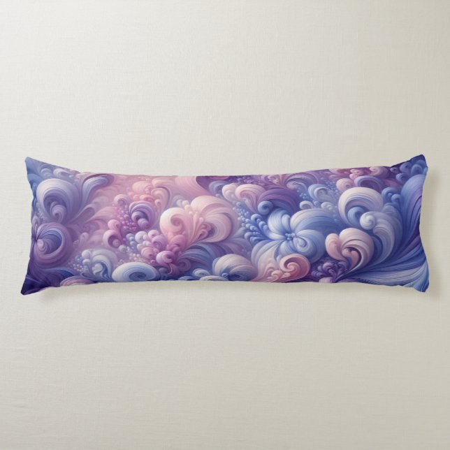 Lavender Dreams Pastel Swirl Pattern Body Pillow (Front)