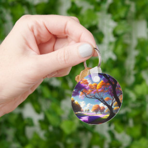 Lavender Dreams Under Jacaranda Skies, Keychain