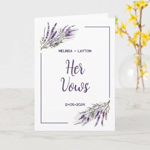 Lavender Dreams Watercolor Her Wedding Vows Card