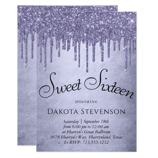 Lavender Drip Sweet 16 Party Purple Chic Script Invitation