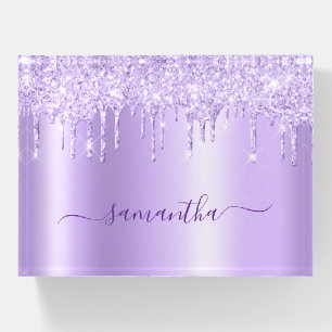 Lavender Dripping Glitter Glam Name Paperweight