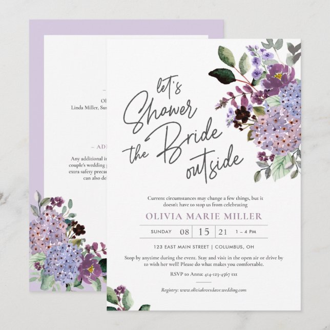 Lavender Drive By Bridal Shower Invitation (Front/Back)