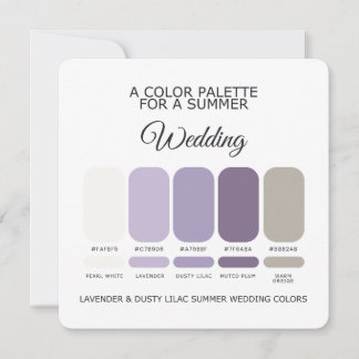 Lavender Dusty Lilac Summer Wedding Palette Card