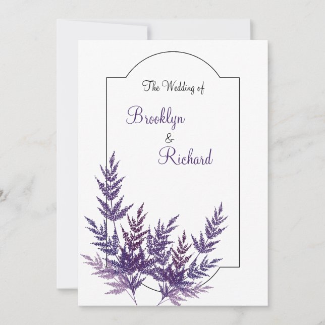 Lavender Dusty purple,botanical wedding Invitation (Front)