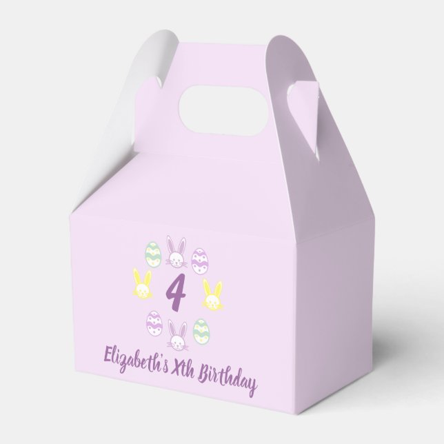Lavender Easter 4th Birthday Favor Boxes (Front Side)