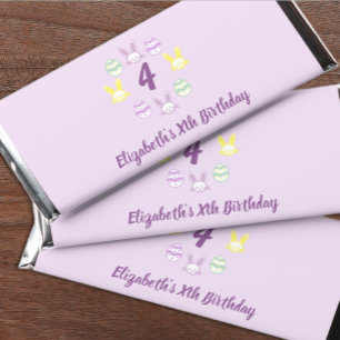 Lavender Easter 4th Birthday Hershey Bar Favors