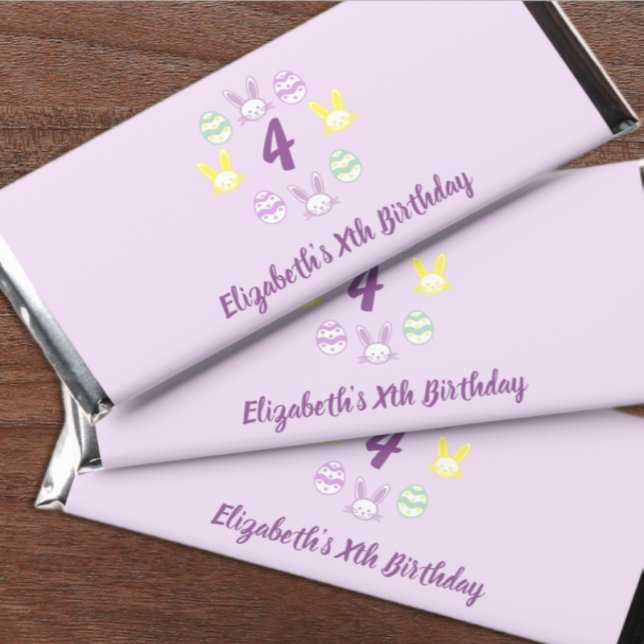 Lavender Easter 4th Birthday Hershey Bar Favors (Creator Uploaded)
