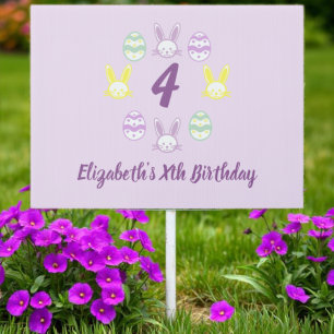 Lavender Easter 4th Birthday Sign