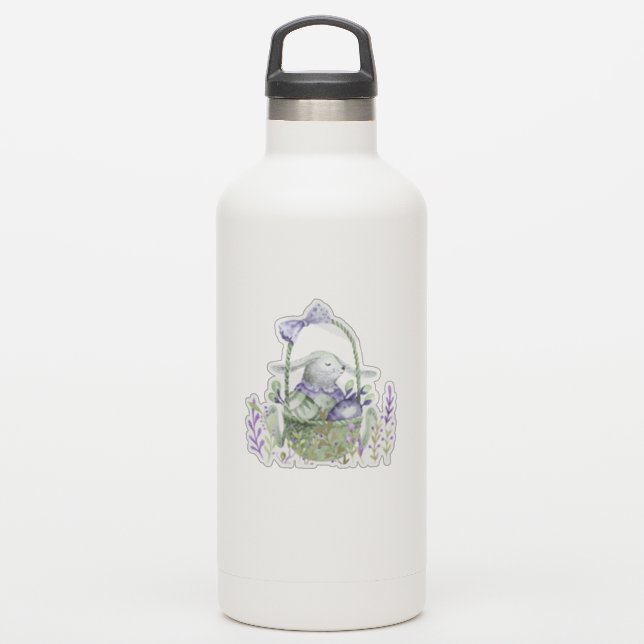 Lavender Easter Bunny, Eggs and Basket Sticker (Waterbottle)