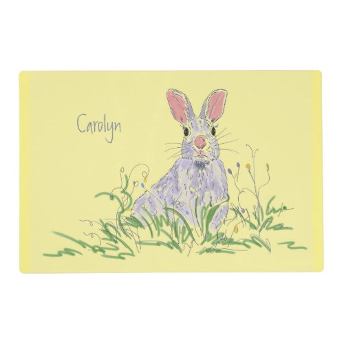 Lavender Easter Bunny Personalized Childrens Placemat