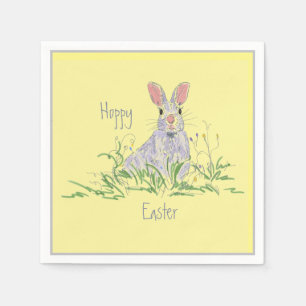 Lavender Easter Bunny Yellow Background   Paper Pl Napkins