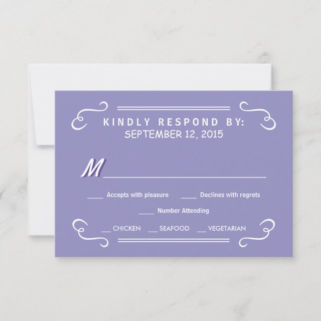 Lavender Eat Drink & RSVP Rustic Wedding Reply (Front)