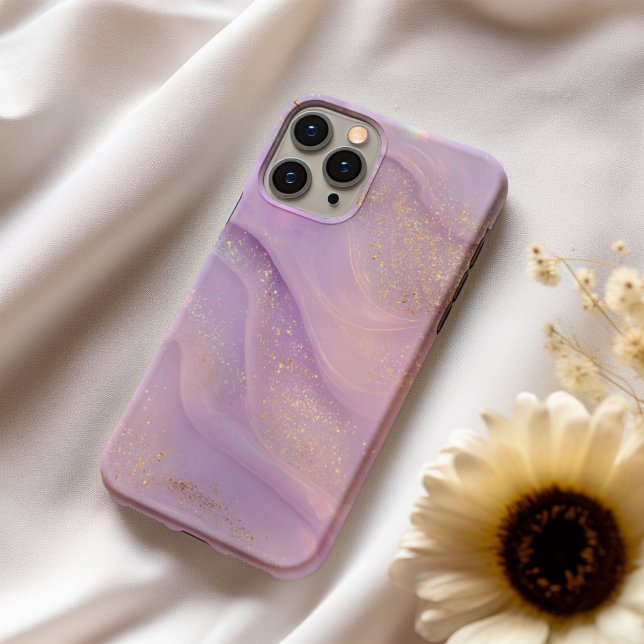 Lavender Éclat – Soft Lilac & Gold Marble Phone Ca iPhone Case (Creator Uploaded)
