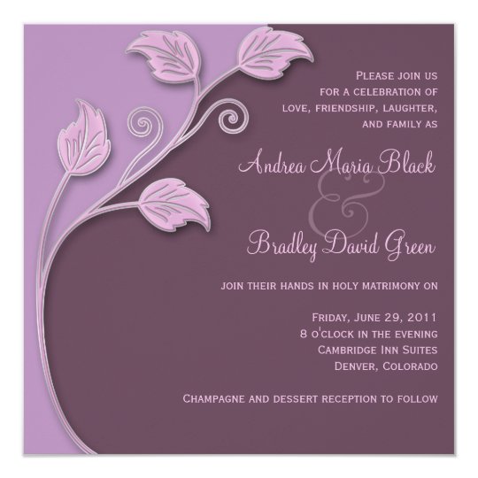 Lavender Eggplant Wedding Invitation Zazzle Lavender Eggplant Wedding Invitation