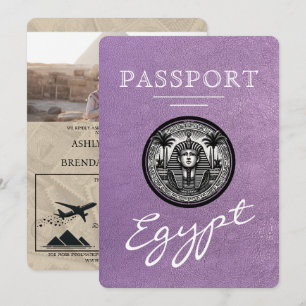 Lavender Egypt Passport Wedding Invitation