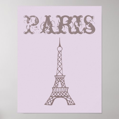 Lavender Eiffel Tower Wall Art Poster Print