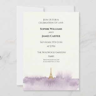 Lavender Eiffel Wedding Invitation