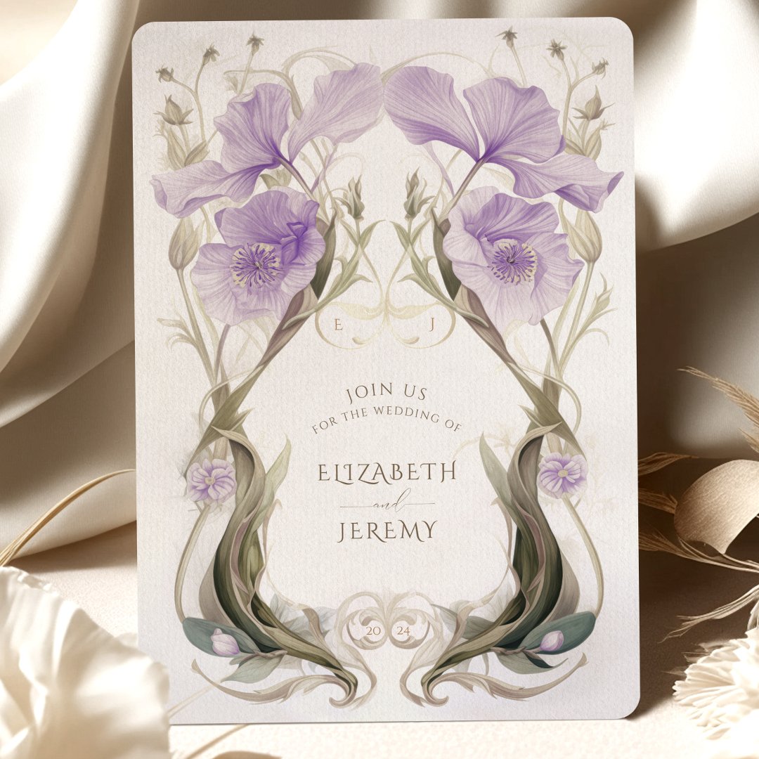 Lavender Elegance Art Nouveau Wedding Invitation (Creator Uploaded)